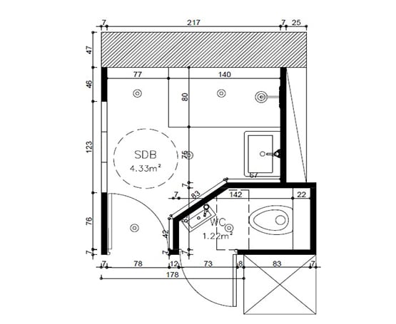 plan d'aménagement salle de bains