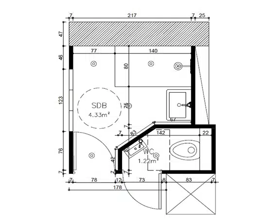 plan d'aménagement salle de bains